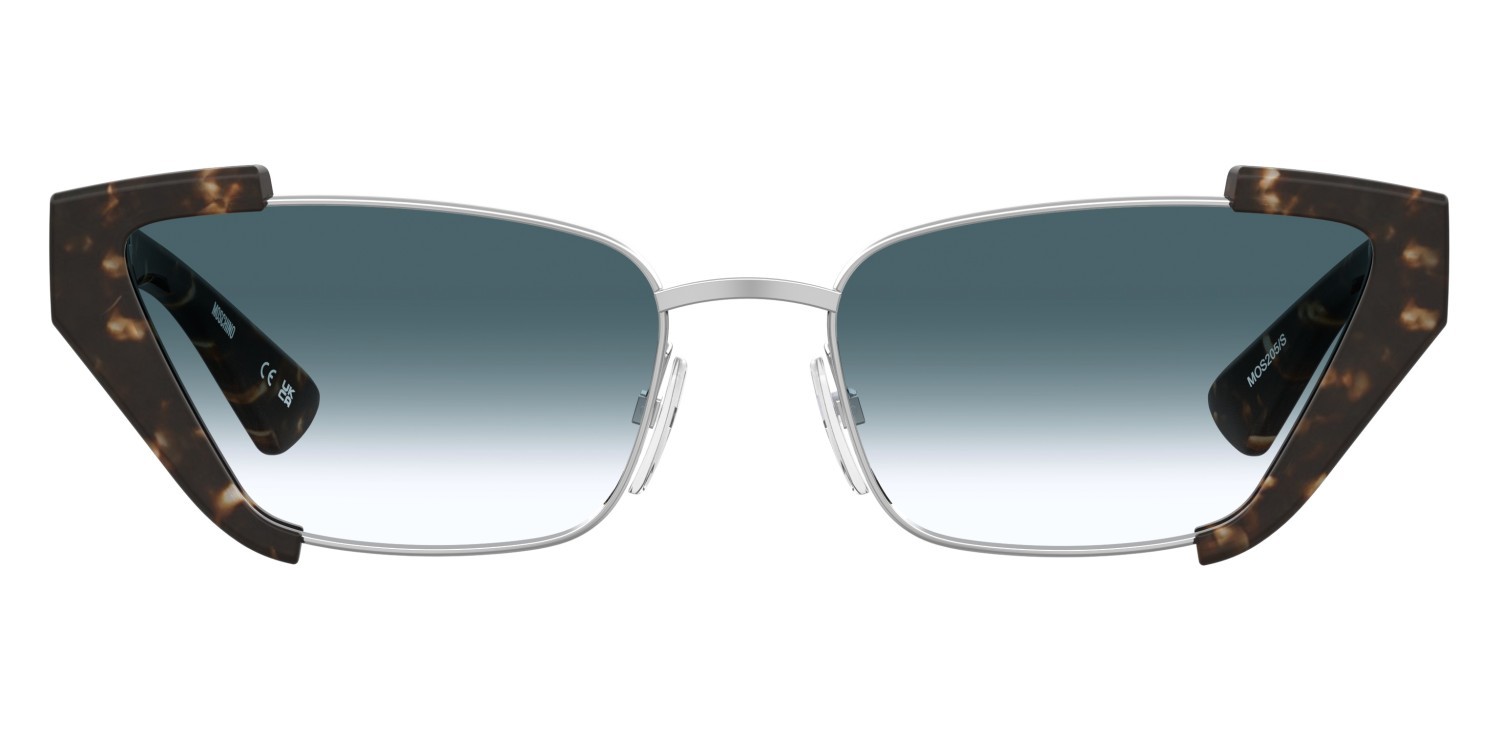 Occhiali da sole Moschino Mos205/S 208571 45Z 08 colore havana silver forma cat eye lenti dk blue shaded