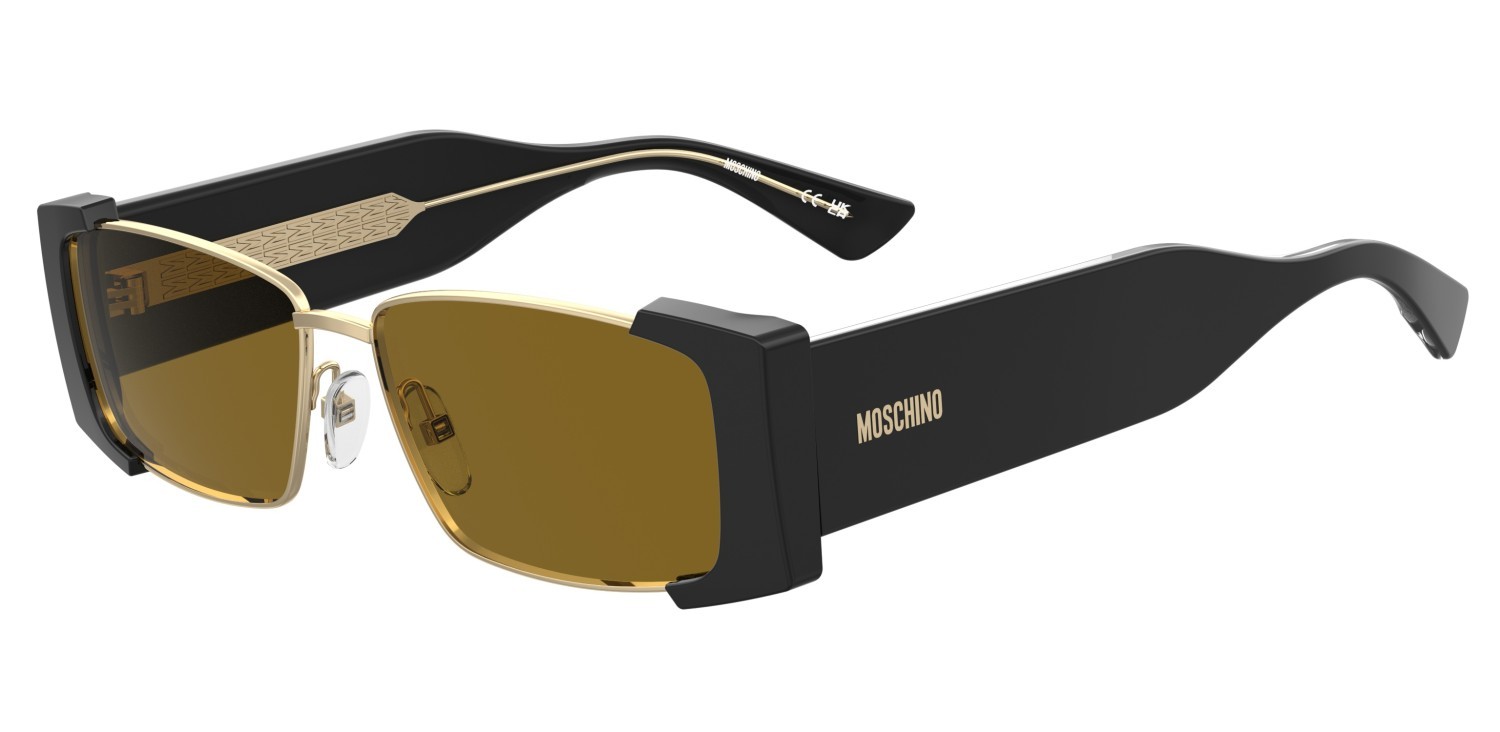 Occhiali da sole Moschino Mos206/S 208572 2M2 70 colore black gold forma rettangolare lenti brown