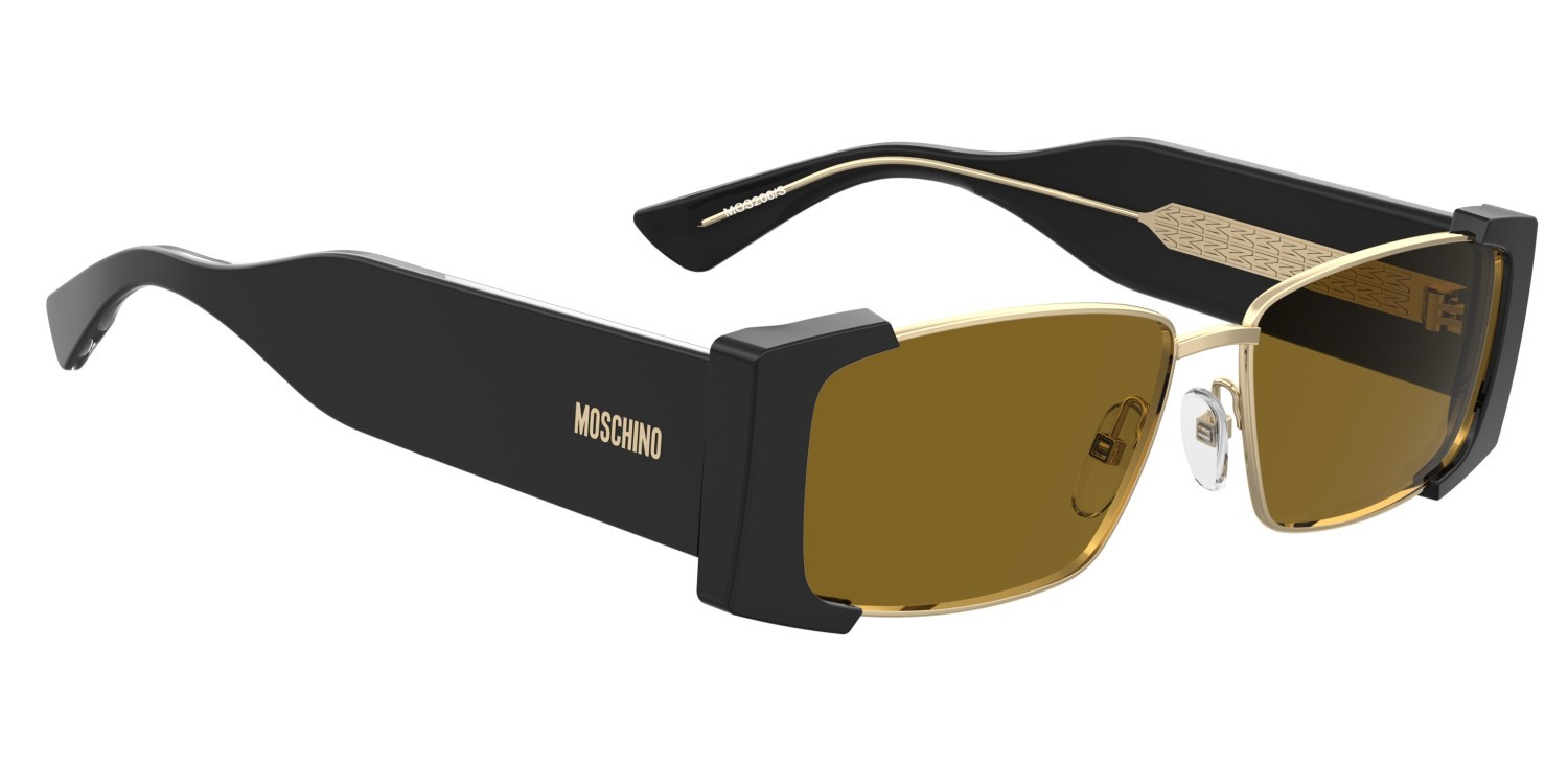 Occhiali da sole Moschino Mos206/S 208572 2M2 70 colore black gold forma rettangolare lenti brown