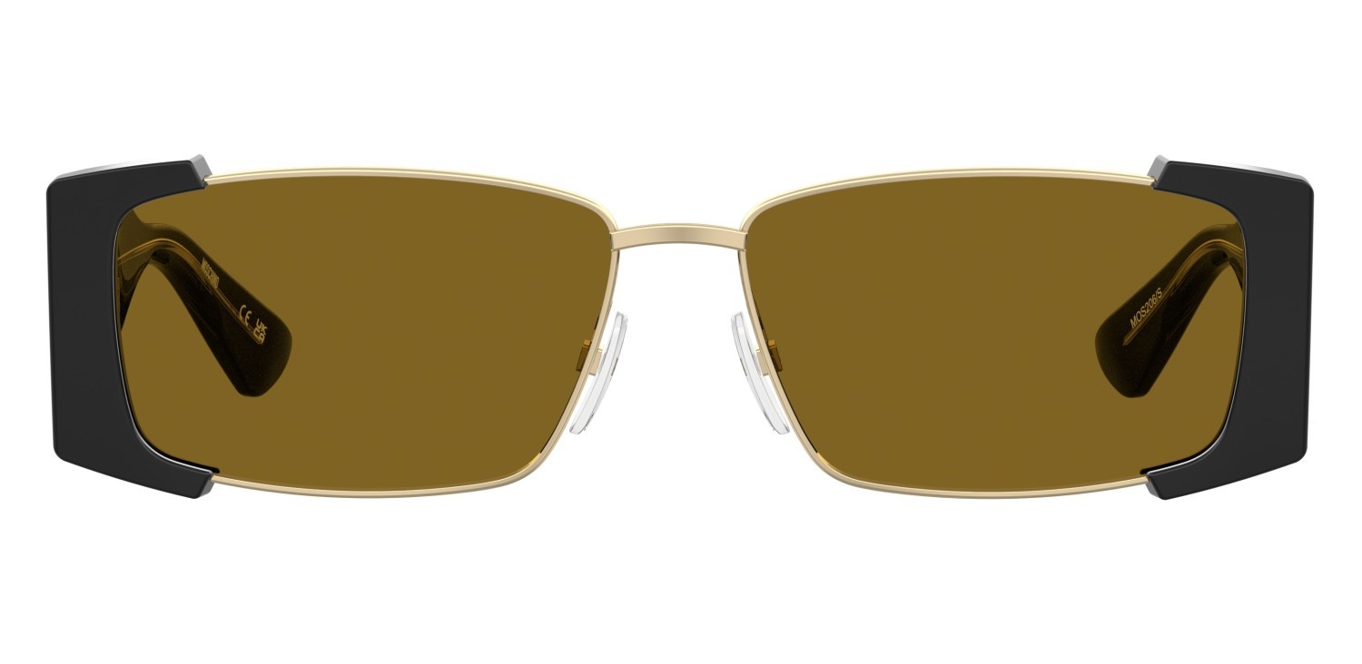 Occhiali da sole Moschino Mos206/S 208572 2M2 70 colore black gold forma rettangolare lenti brown