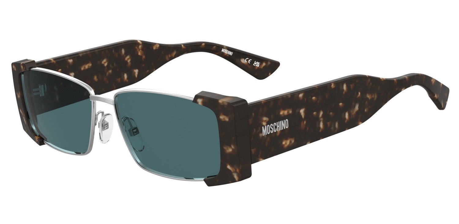 Occhiali da sole Moschino Mos206/S 208572 45Z KU colore havana silver forma rettangolare lenti blue