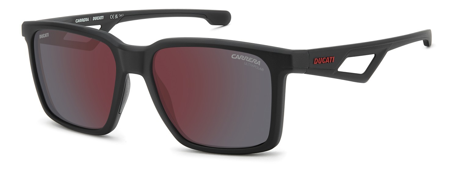 Occhiali da sole Carrera Ducati Carduc 065/S 208587 003 H4 colore matte black forma rettangolare lenti red mirror pz hightcontrast ar