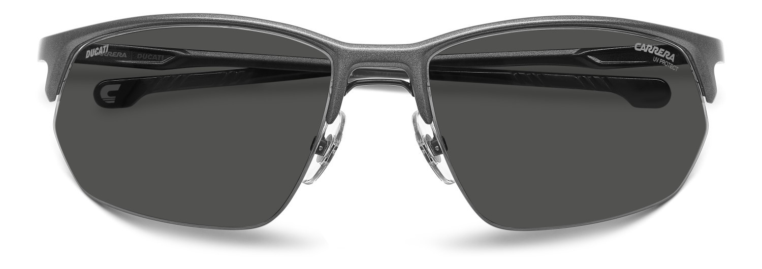 Sunglasses Carrera Ducati Carduc 064/S 208588 R80 IR color matte dark ruthenium shape rectangle lenses grey