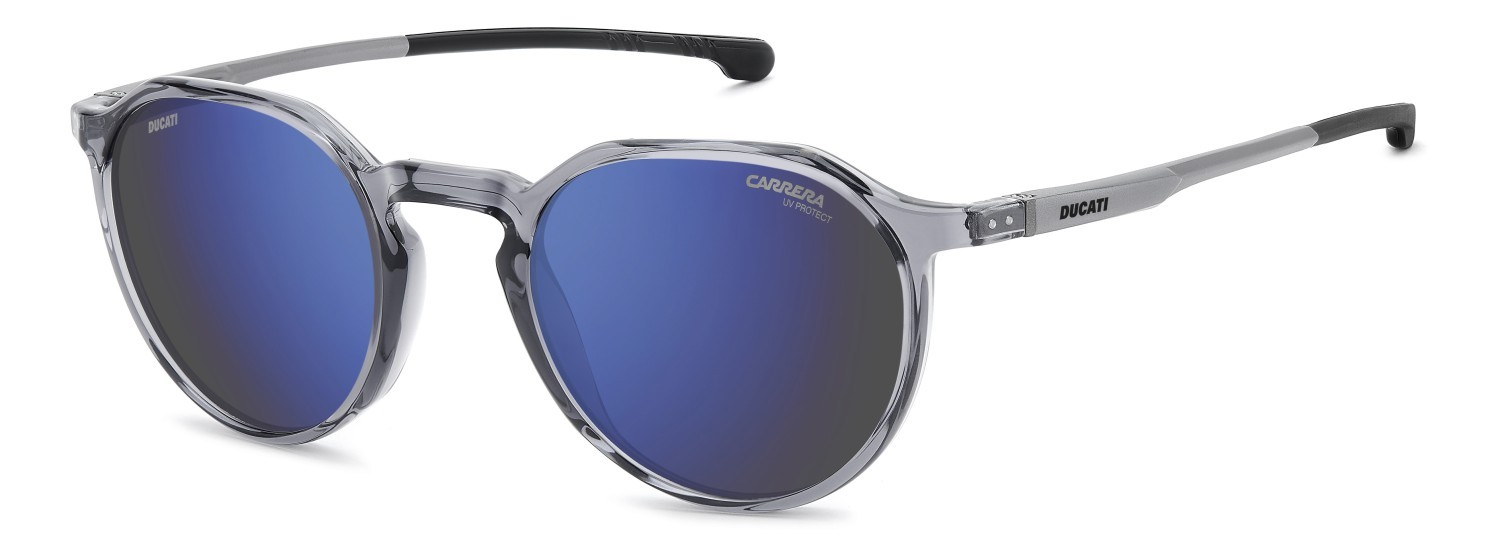 Sunglasses Carrera Ducati Carduc 063/S 208589 KB7 XT color grey shape round lenses blu sky mirror