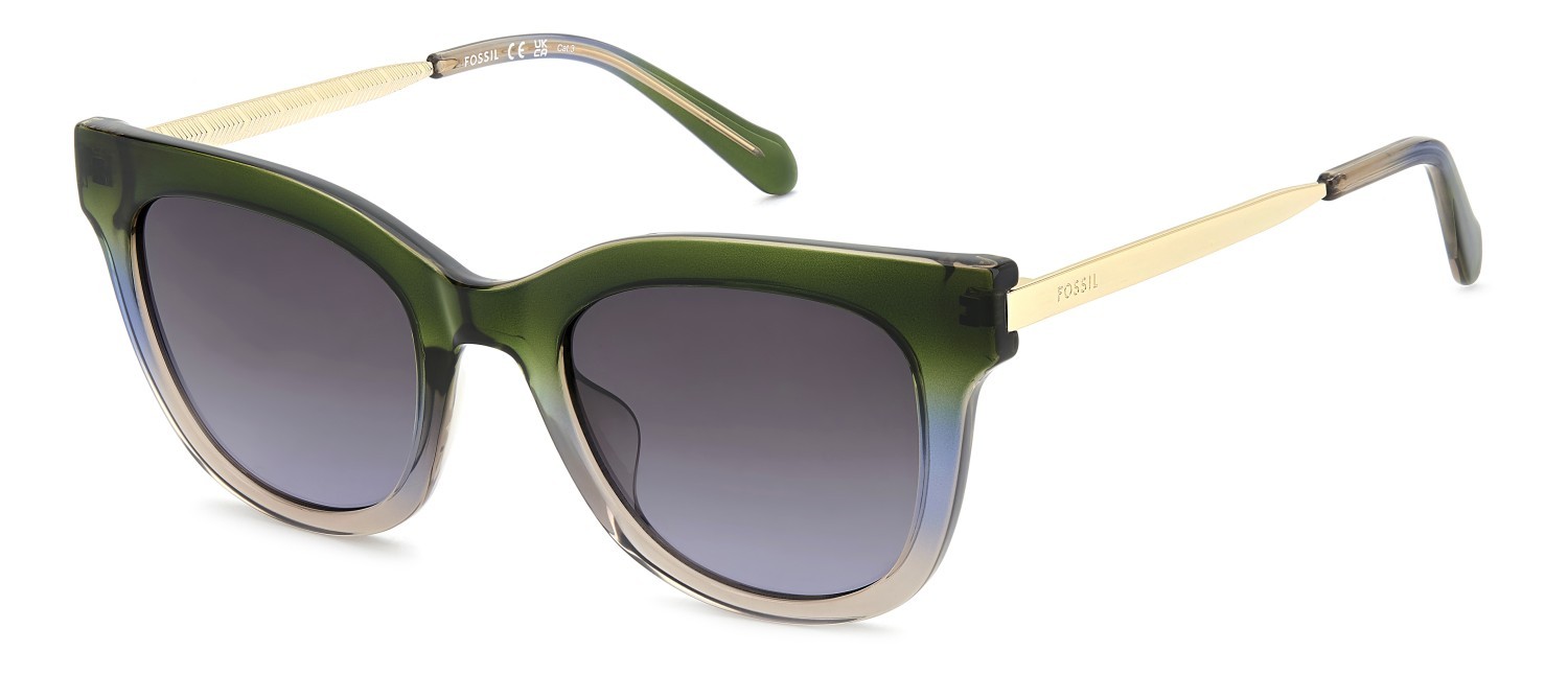 Sunglasses Fossil Fos 2169/G 208593 4N7 9O color green beige shape cat eye lenses grey shaded