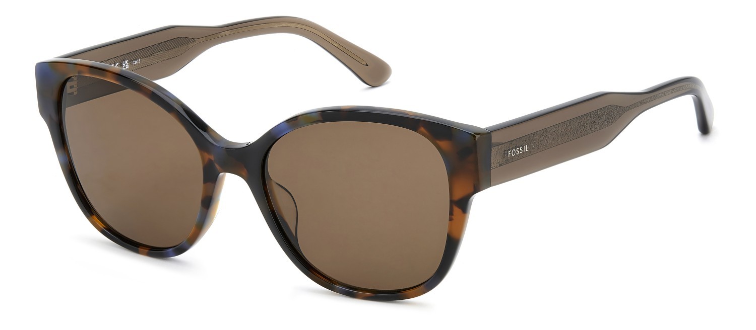 Sunglasses Fossil Fos 2170/G 208599 X8Q 70 color brown blue havana shape cat eye lenses brown