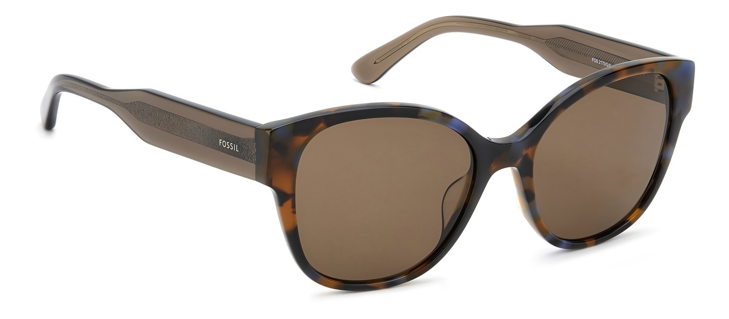 Sunglasses Fossil Fos 2170/G 208599 X8Q 70 color brown blue havana shape cat eye lenses brown