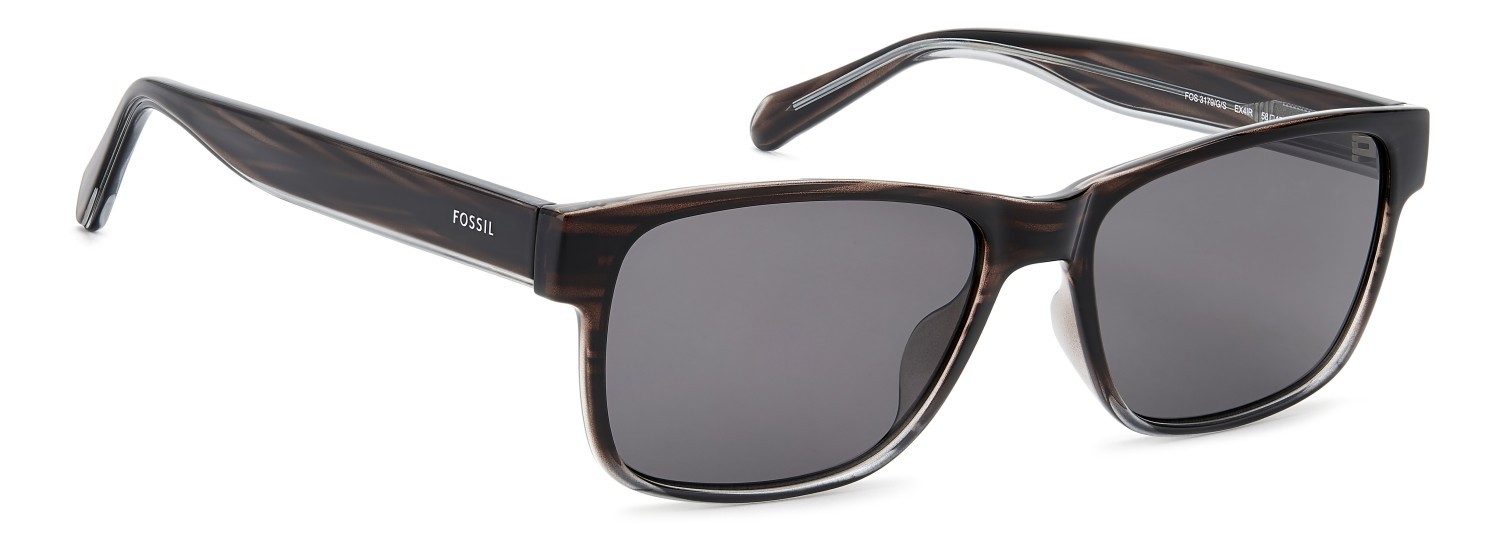 Sunglasses Fossil Fos 3179/G 208601 EX4 IR color brown horn shape rectangle lenses grey