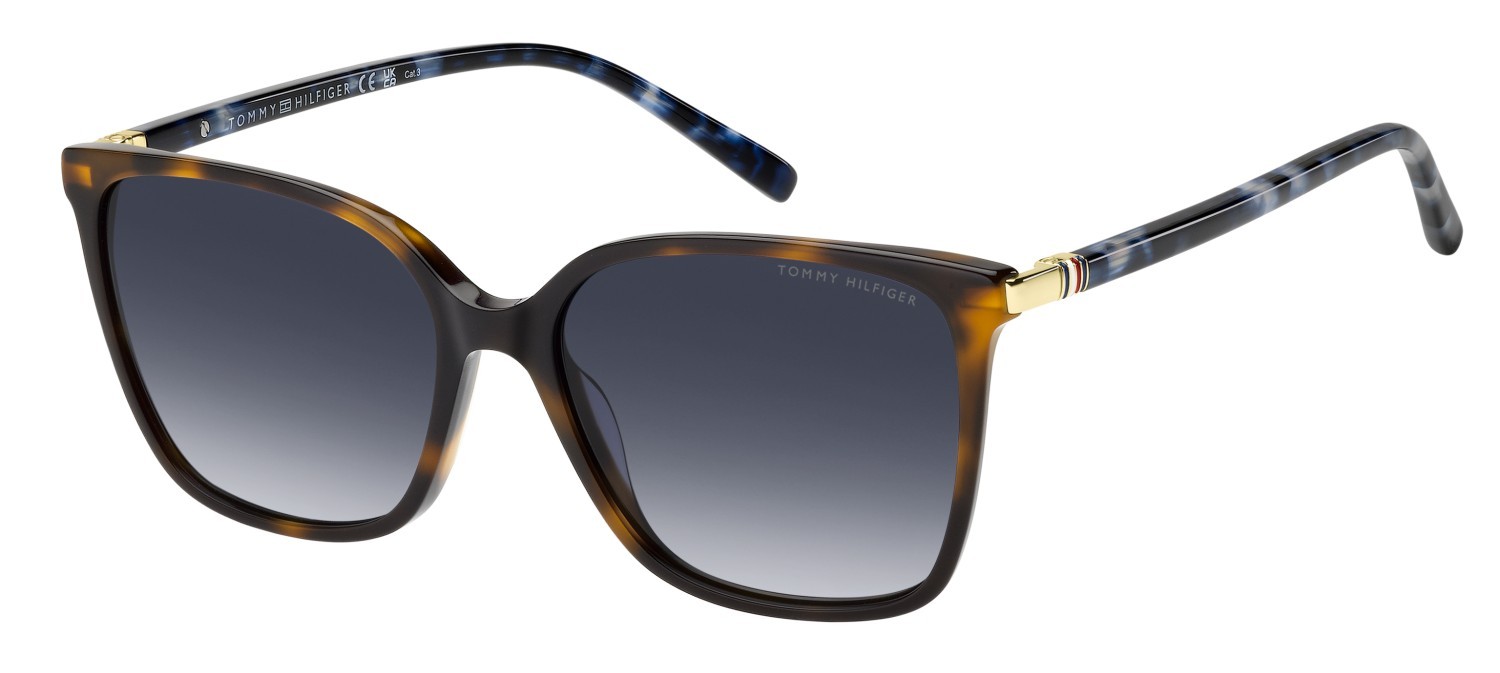 Sunglasses Tommy Hilfiger Th 2349/S 208623 05L 08 color havana 2 shape cat eye lenses dk blue shaded