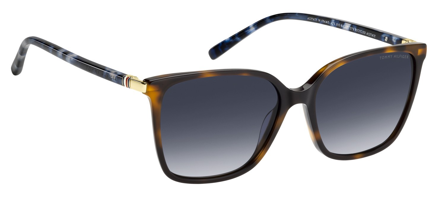 Sunglasses Tommy Hilfiger Th 2349/S 208623 05L 08 color havana 2 shape cat eye lenses dk blue shaded