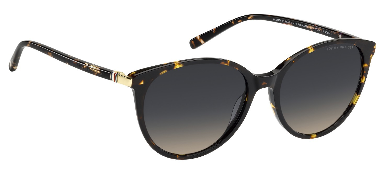 Occhiali da sole Tommy Hilfiger Th 2350/S 208624 086 I4 colore havana forma pantos lenti blue doubleshade peach
