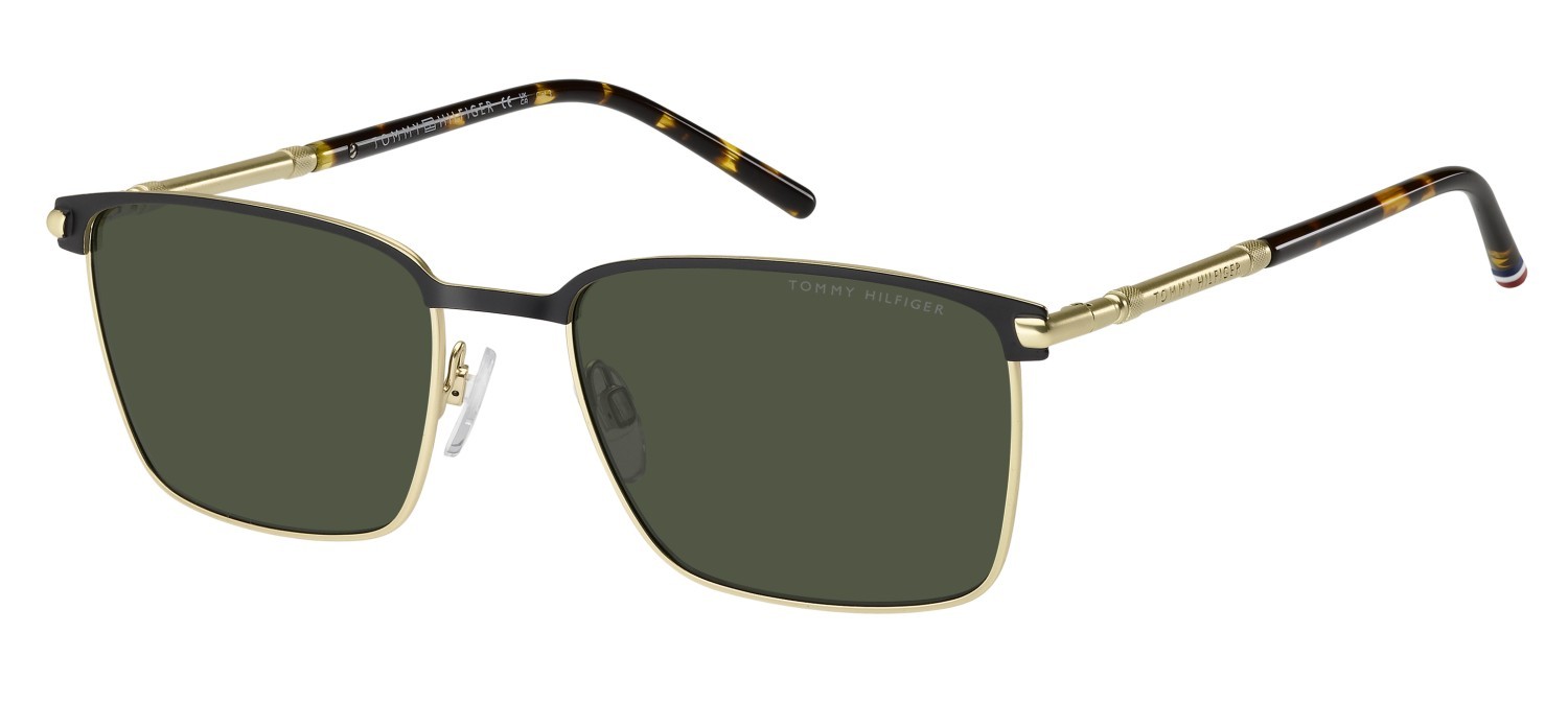 Occhiali da sole Tommy Hilfiger Th 2329/S 208625 2M2 QT colore black gold forma quadrato lenti green