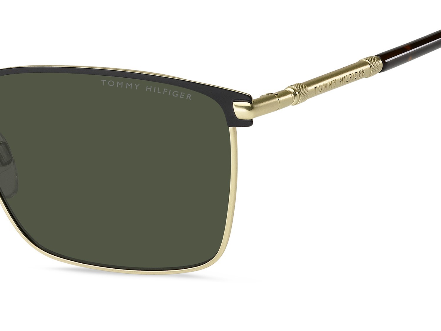 Occhiali da sole Tommy Hilfiger Th 2329/S 208625 2M2 QT colore black gold forma quadrato lenti green