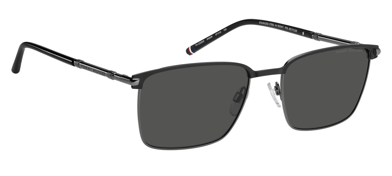 Occhiali da sole Tommy Hilfiger Th 2329/S 208625 ANS IR colore black dark ruthenium forma quadrato lenti grey