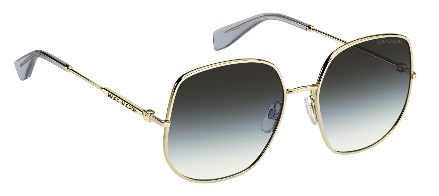 Occhiali da sole Marc Jacobs 916/S 208635 LKS IB colore gold blue forma quadrato lenti grey green