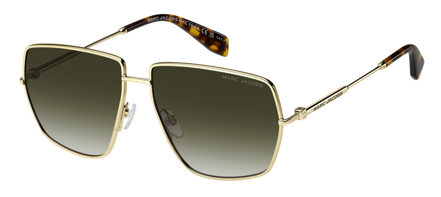 Occhiali da sole Marc Jacobs 917/S 208636 06J 9K colore gold havana forma quadrato lenti green shaded