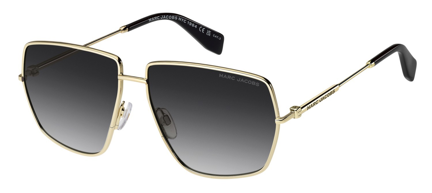 Occhiali da sole Marc Jacobs 917/S 208636 RHL 9O colore gold black 2 forma quadrato lenti dark grey shaded