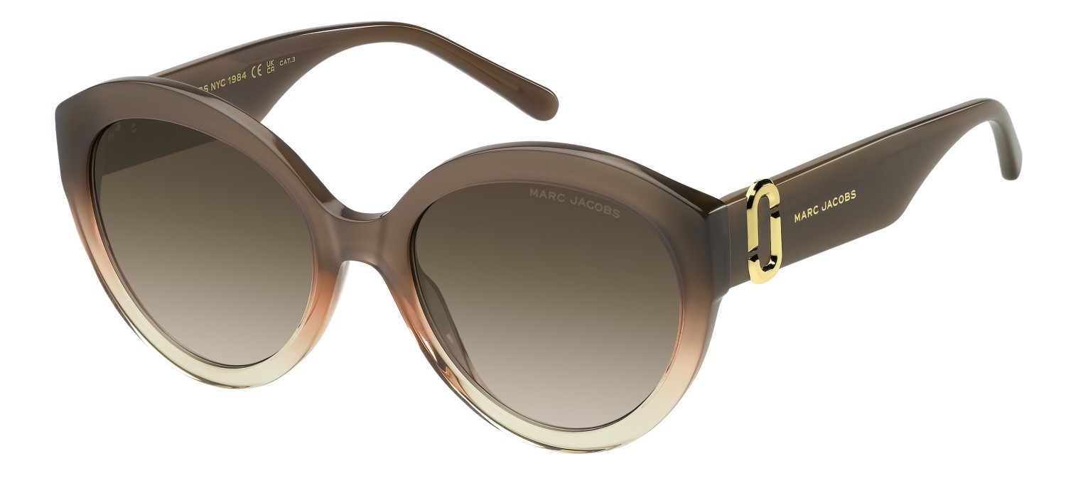 Occhiali da sole Marc Jacobs 882/S 208637 12J HA colore brown orange forma cat eye lenti brown shaded