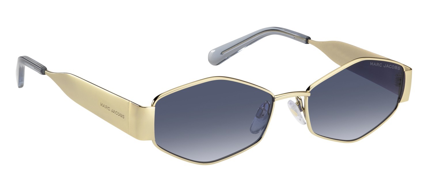 Sunglasses Marc Jacobs 496/SHINY 208639 LKS 08 color gold blue shape square lenses dk blue shaded