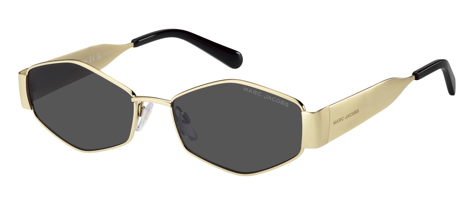 Sunglasses Marc Jacobs 496/SHINY 208639 RHL IR color gold black 2 shape square lenses grey