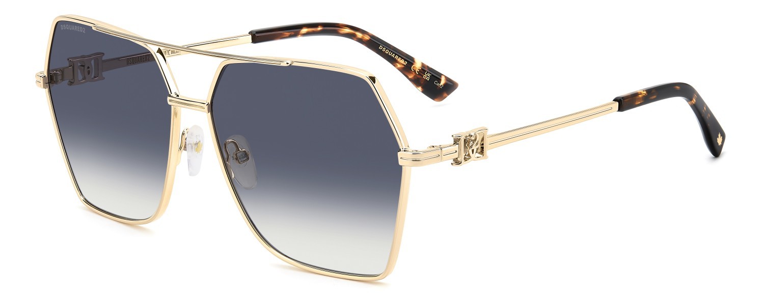 Occhiali da sole Dsquared2 D2 0206/S 208648 000 08 colore rose gold forma farfalla lenti dk blue shaded