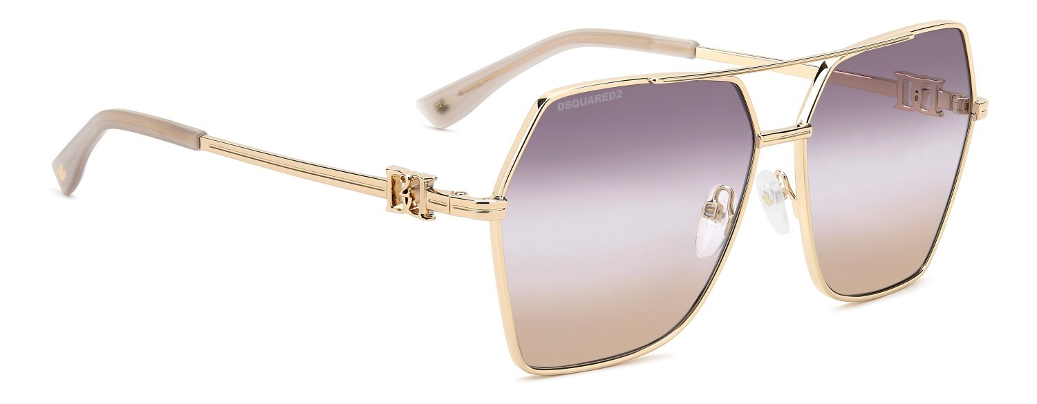 Occhiali da sole Dsquared2 D2 0206/S 208648 000 QR colore rose gold forma farfalla lenti brown violet doubleshade