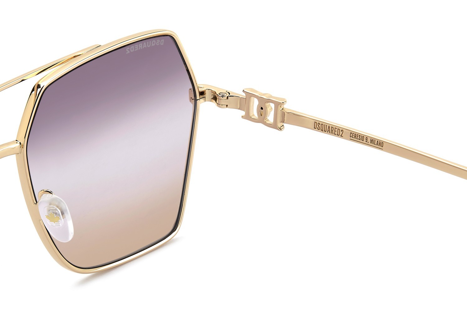 Occhiali da sole Dsquared2 D2 0206/S 208648 000 QR colore rose gold forma farfalla lenti brown violet doubleshade