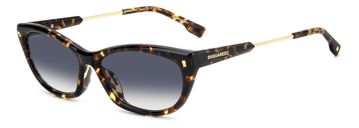Occhiali da sole Dsquared2 D2 0209/G 208649 086 08 colore havana forma cat eye lenti dk blue shaded