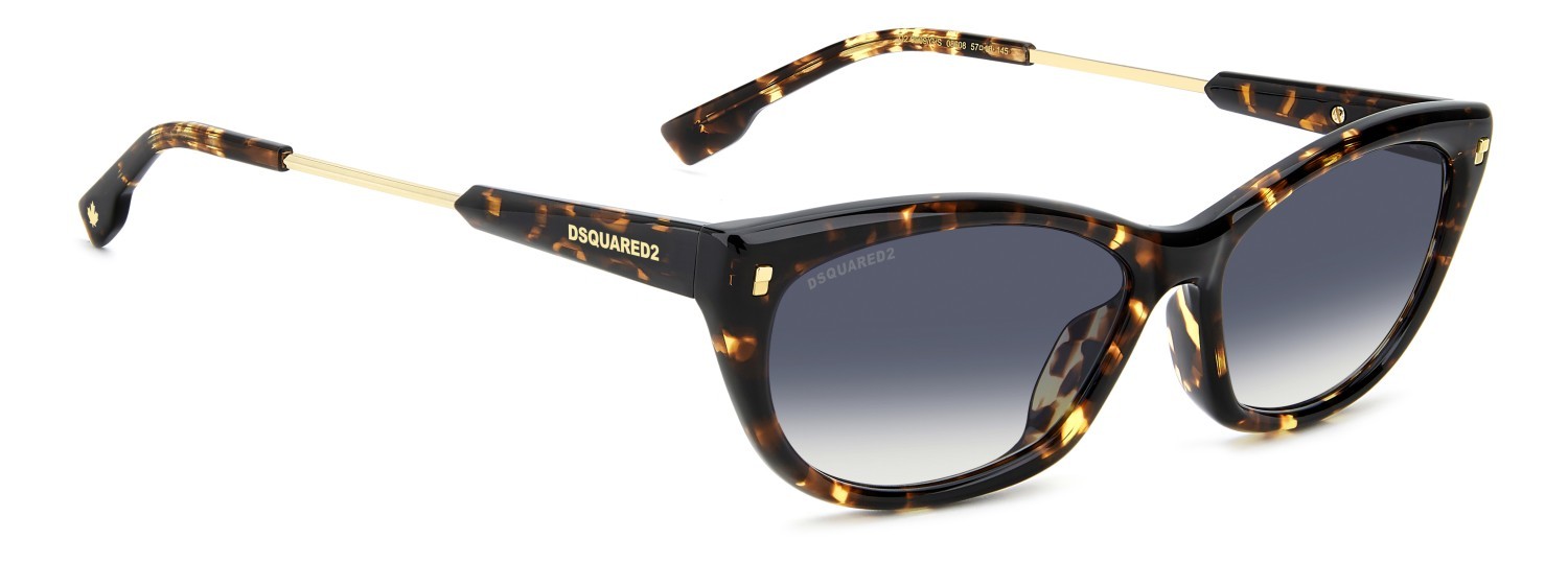 Occhiali da sole Dsquared2 D2 0209/G 208649 086 08 colore havana forma cat eye lenti dk blue shaded