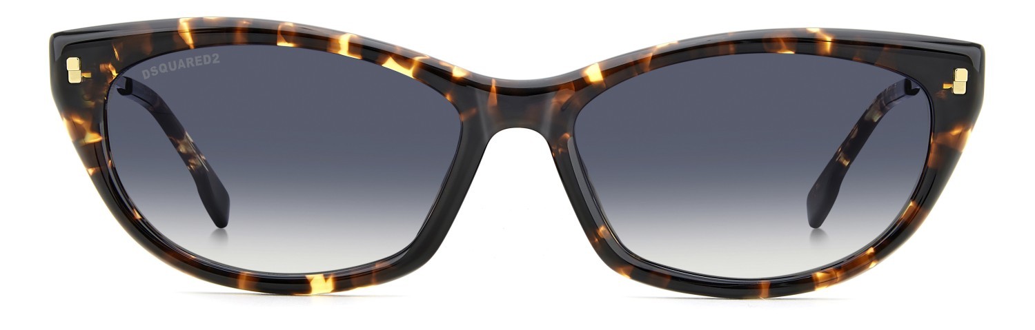 Occhiali da sole Dsquared2 D2 0209/G 208649 086 08 colore havana forma cat eye lenti dk blue shaded
