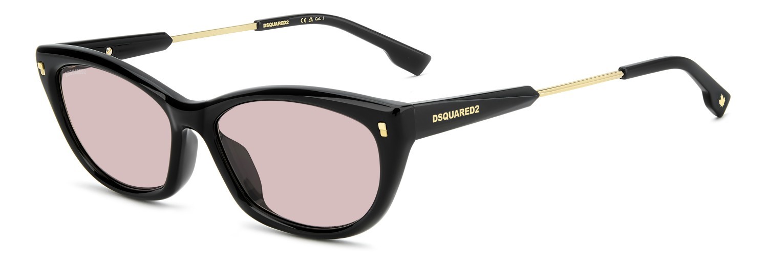 Occhiali da sole Dsquared2 D2 0209/G 208649 3H2 U1 colore black pink forma cat eye lenti pink