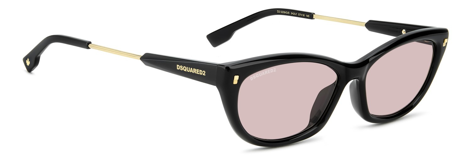 Occhiali da sole Dsquared2 D2 0209/G 208649 3H2 U1 colore black pink forma cat eye lenti pink