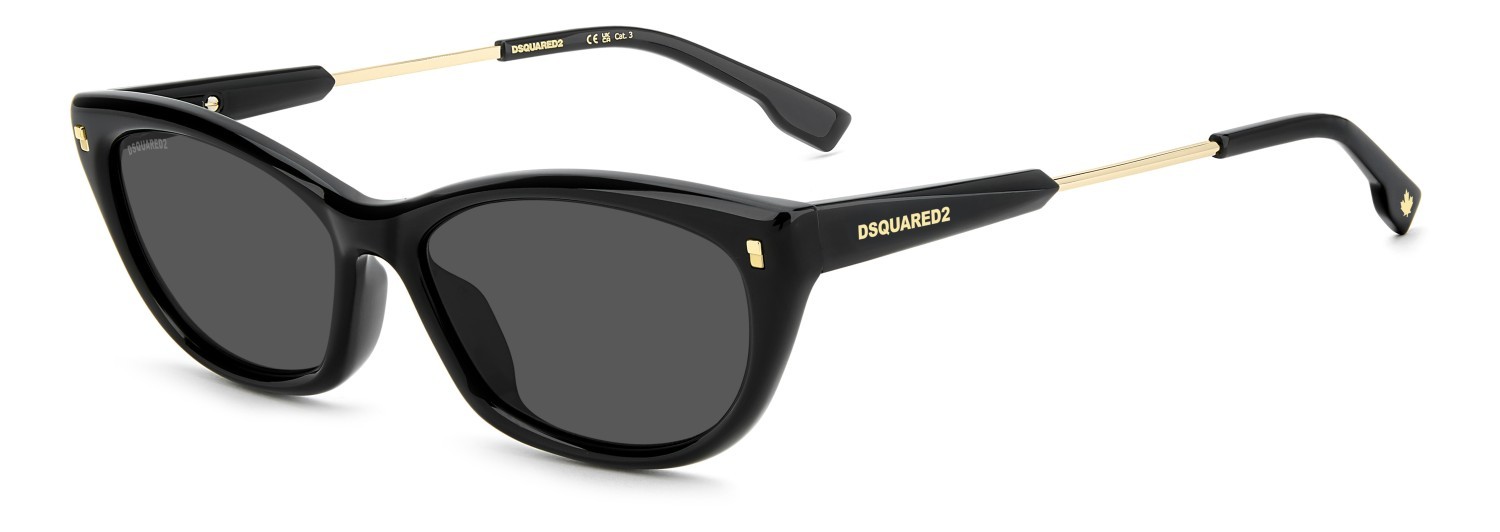 Occhiali da sole Dsquared2 D2 0209/G 208649 807 IR colore black forma cat eye lenti grey