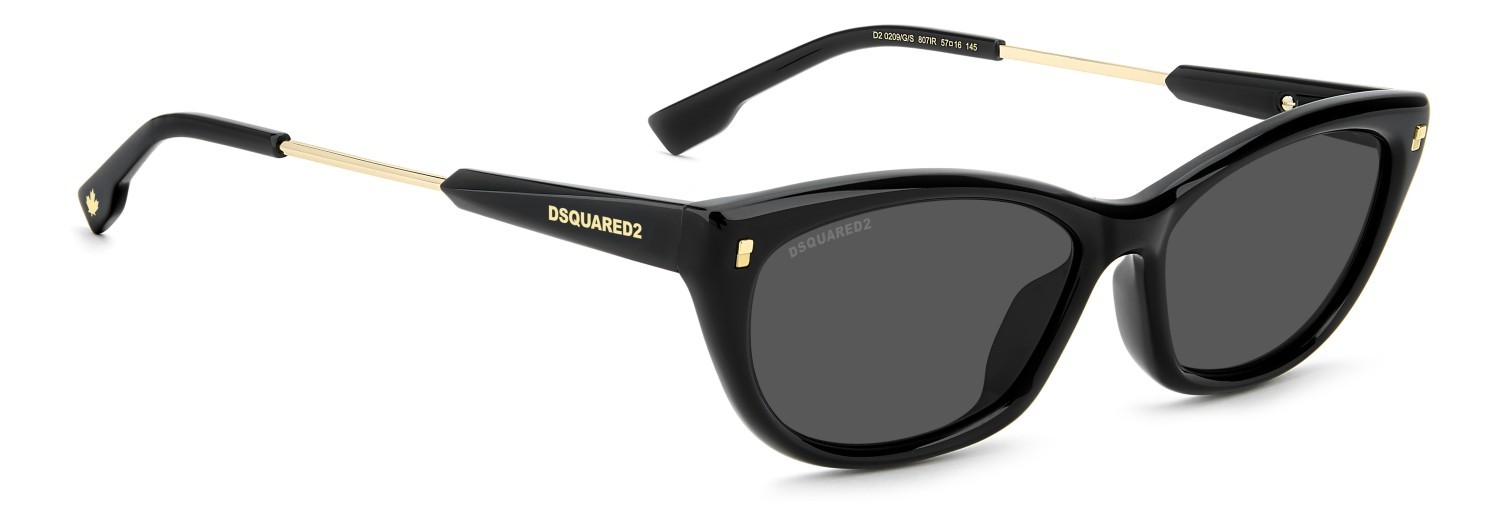 Occhiali da sole Dsquared2 D2 0209/G 208649 807 IR colore black forma cat eye lenti grey