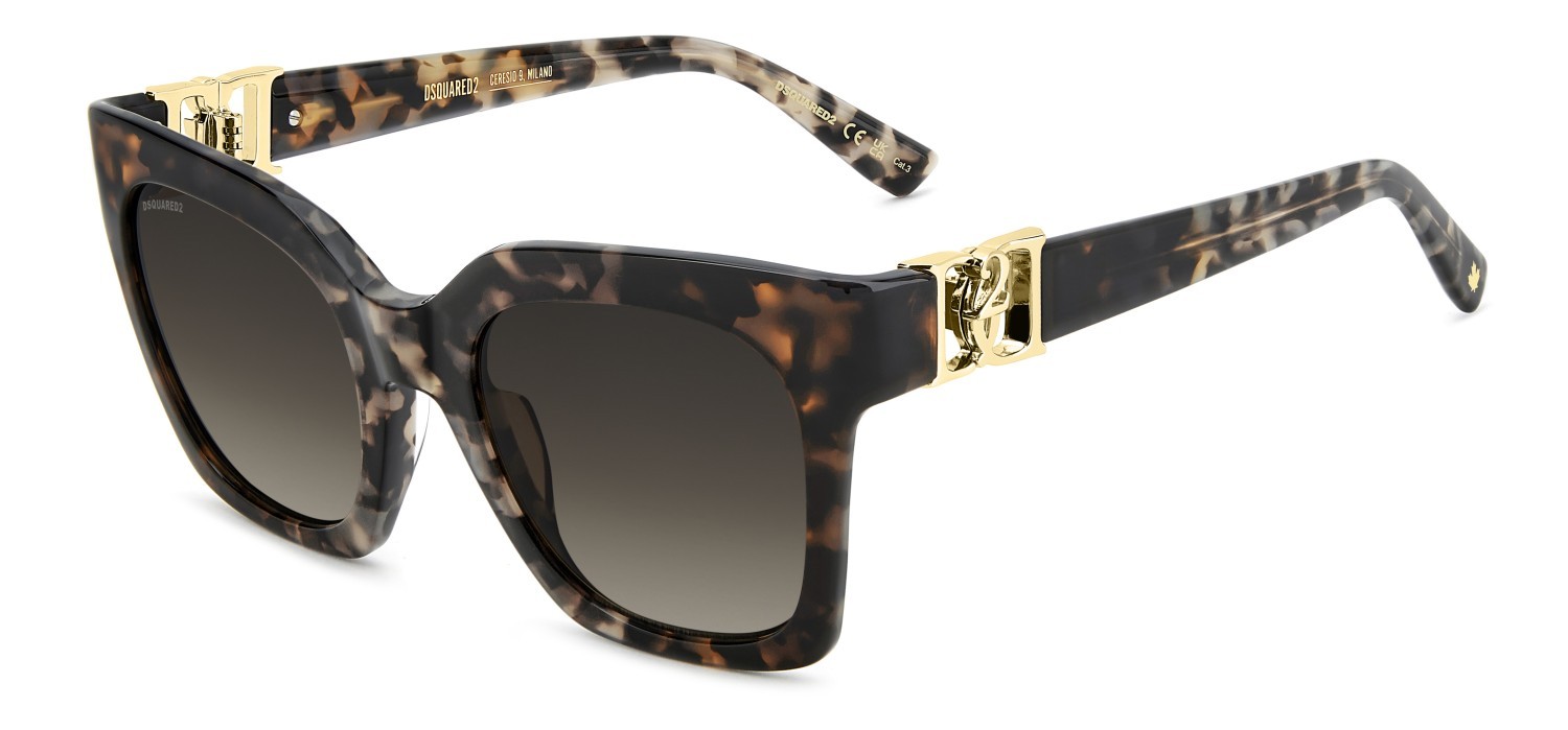 Occhiali da sole Dsquared2 D2 0207/S 208651 086 HA colore havana forma cat eye lenti brown shaded