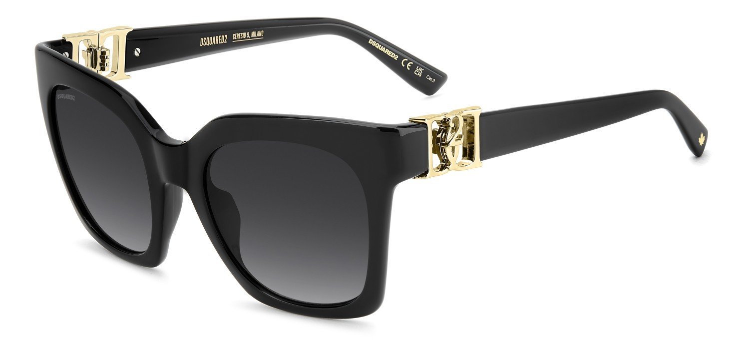 Occhiali da sole Dsquared2 D2 0207/S 208651 807 9O colore black forma cat eye lenti dark grey shaded
