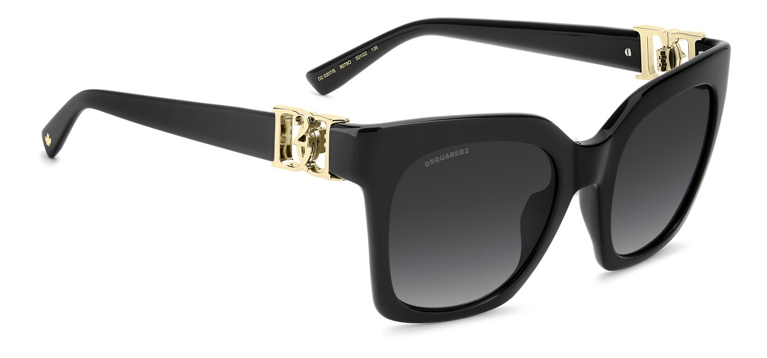Occhiali da sole Dsquared2 D2 0207/S 208651 807 9O colore black forma cat eye lenti dark grey shaded