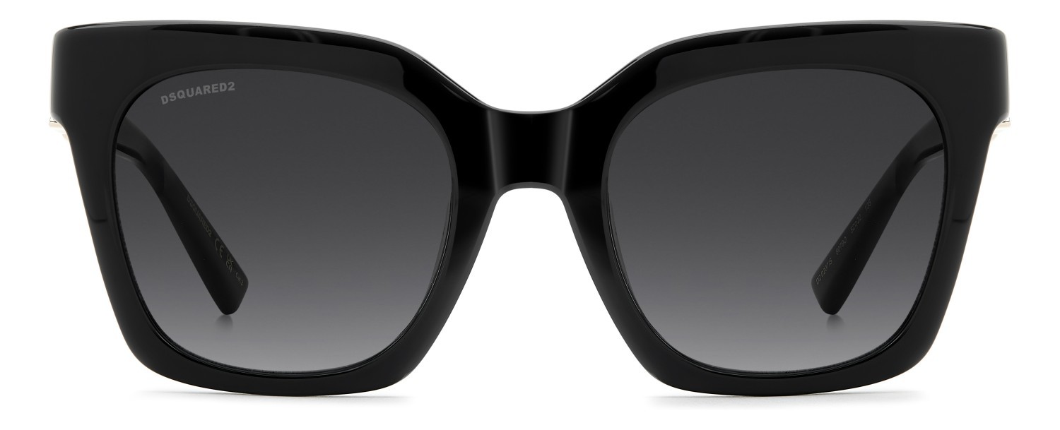 Occhiali da sole Dsquared2 D2 0207/S 208651 807 9O colore black forma cat eye lenti dark grey shaded