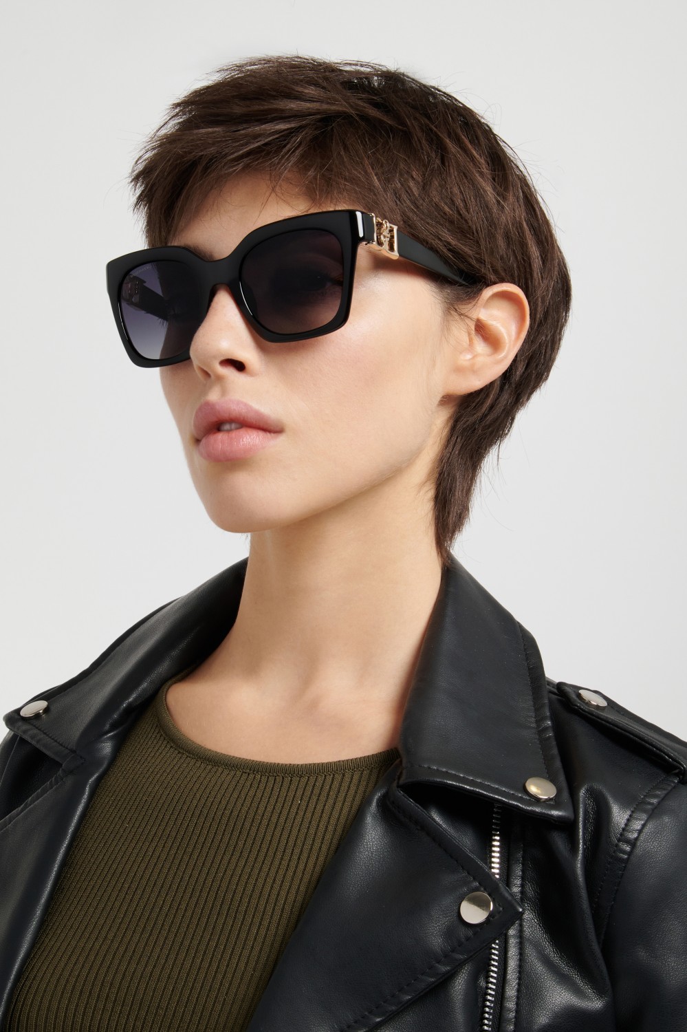 Occhiali da sole Dsquared2 D2 0207/S 208651 807 9O colore black forma cat eye lenti dark grey shaded
