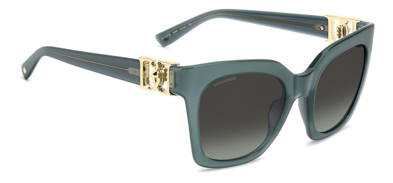 Occhiali da sole Dsquared2 D2 0207/S 208651 ZI9 IB colore teal forma cat eye lenti grey green