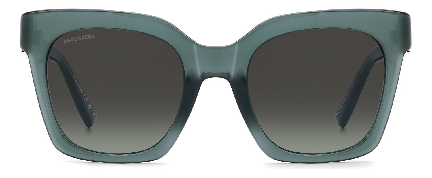 Occhiali da sole Dsquared2 D2 0207/S 208651 ZI9 IB colore teal forma cat eye lenti grey green