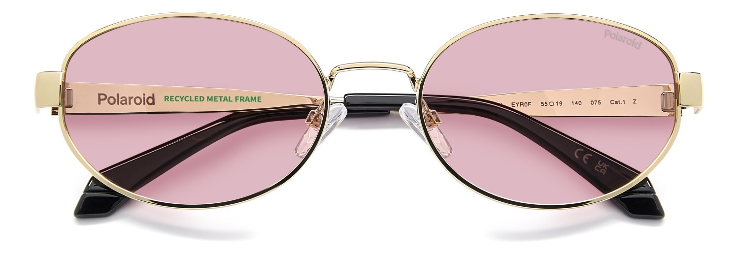 Sunglasses Polaroid Pld 6254/S 208666 EYR 0F color gold pink shape oval lenses pink polarized