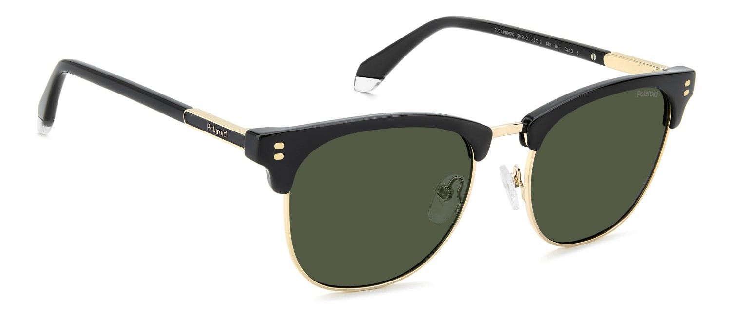 Occhiali da sole Polaroid Pld 4196/S 208670 2M2 UC colore black gold forma rettangolare lenti green polarized