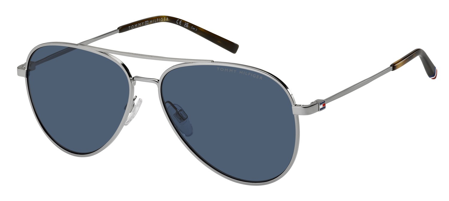 Sunglasses Tommy Hilfiger Th 2336/S 208678 6LB KU color ruthenium shape aviator lenses blue