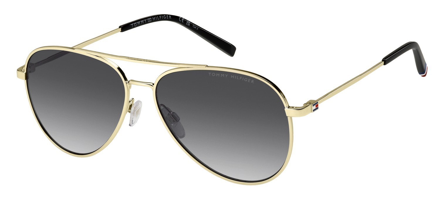 Sunglasses Tommy Hilfiger Th 2336/S 208678 J5G 9O color gold shape aviator lenses dark grey shaded