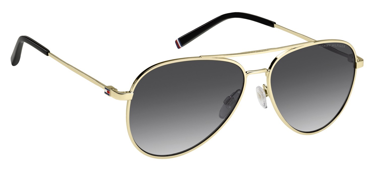 Sunglasses Tommy Hilfiger Th 2336/S 208678 J5G 9O color gold shape aviator lenses dark grey shaded