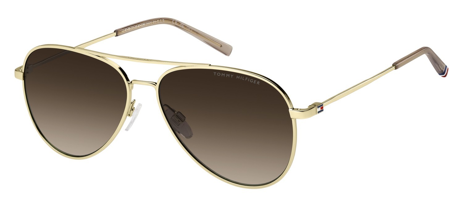 Sunglasses Tommy Hilfiger Th 2336/S 208678 J5G HA color gold shape aviator lenses brown shaded