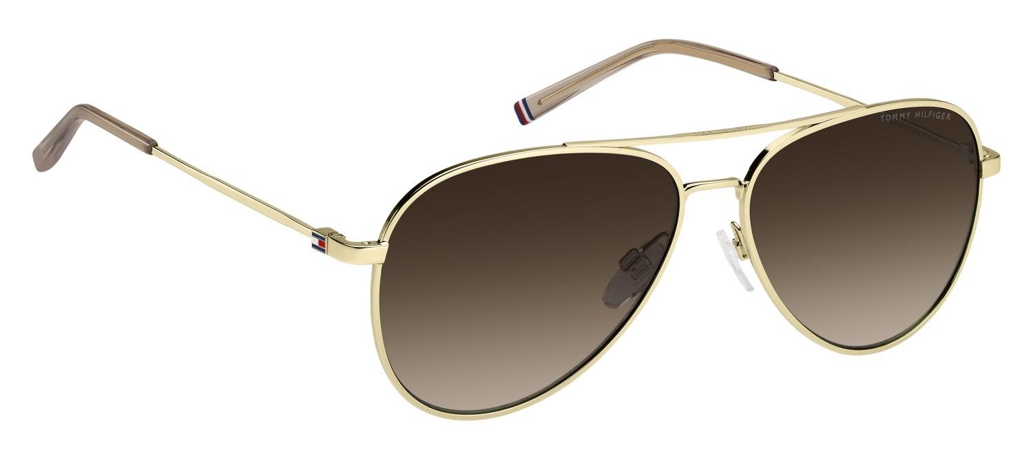 Sunglasses Tommy Hilfiger Th 2336/S 208678 J5G HA color gold shape aviator lenses brown shaded