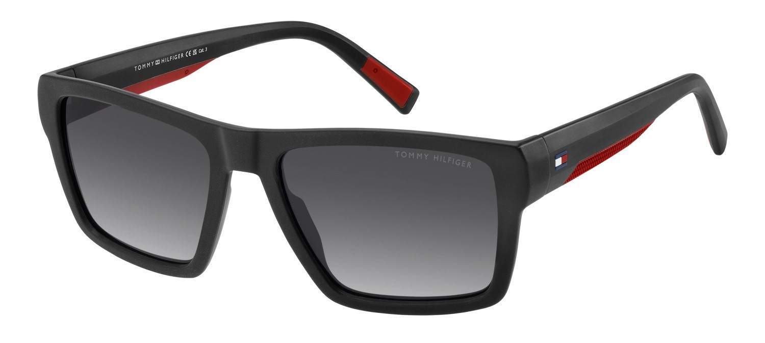 Sunglasses Tommy Hilfiger Th 2324/S 208680 OIT 9O color black red shape square lenses dark grey shaded