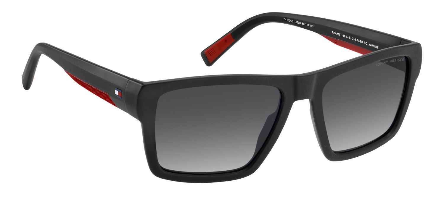 Sunglasses Tommy Hilfiger Th 2324/S 208680 OIT 9O color black red shape square lenses dark grey shaded